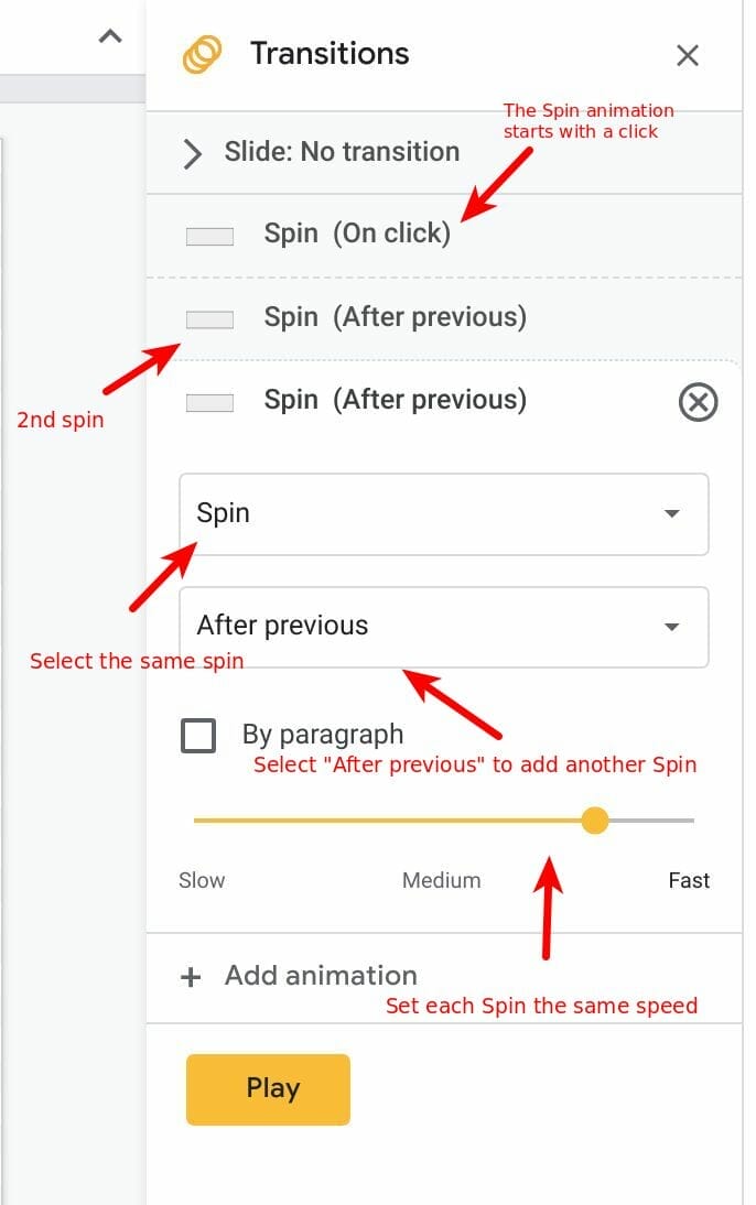 Make animation looping in Slides