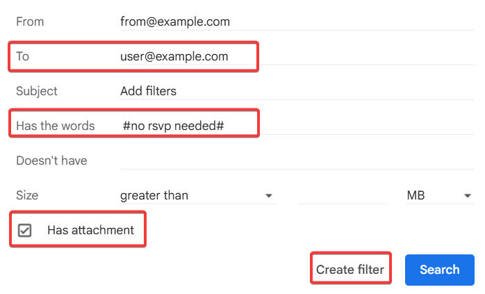 Create Gmail filter