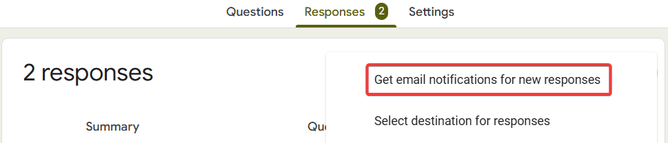 Google forms get notifications