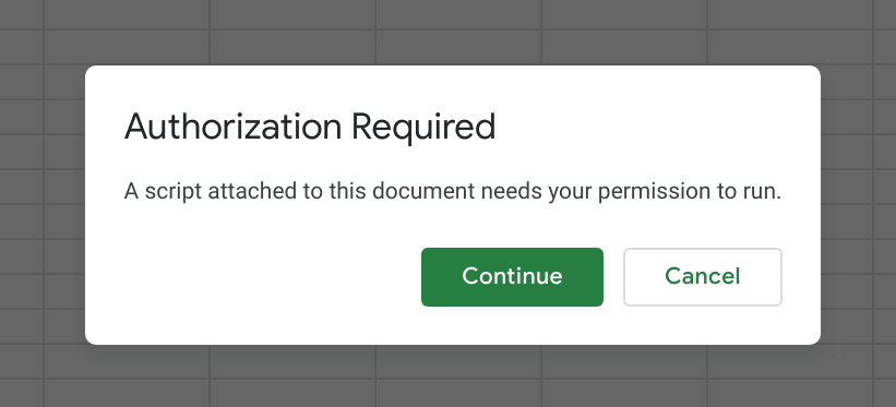 Authorization required dialog