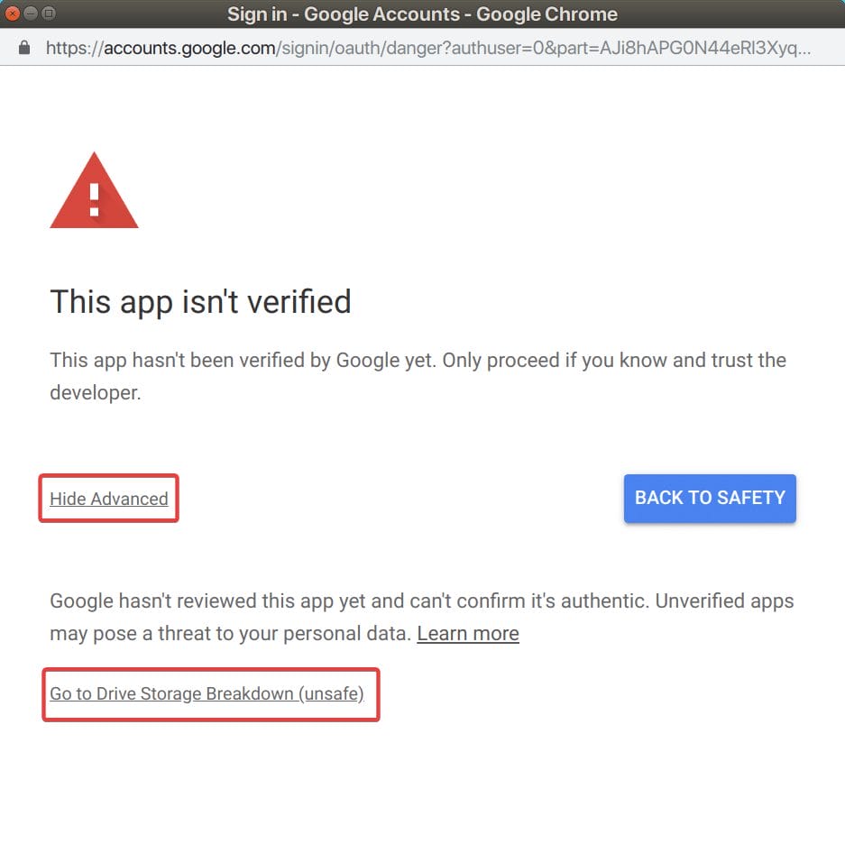 Verification screen