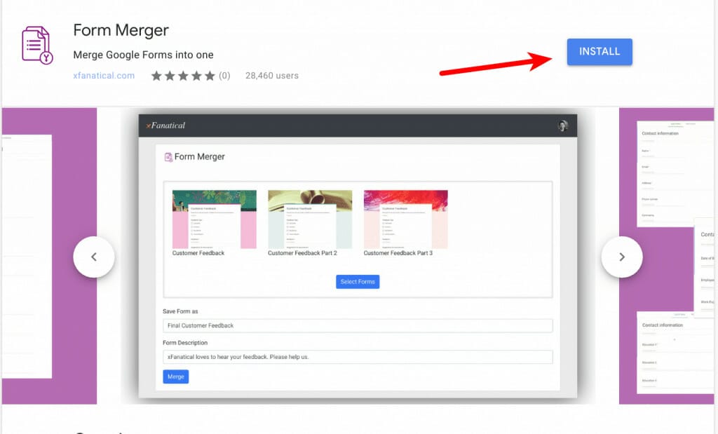 Normal installable Form Merger in GSuite Marketplace