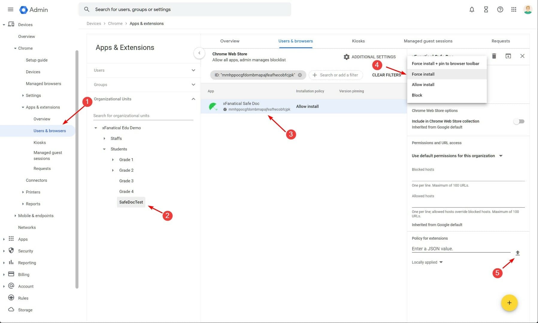 Configure xFanatical Safe Doc in Google Admin Console for the first time