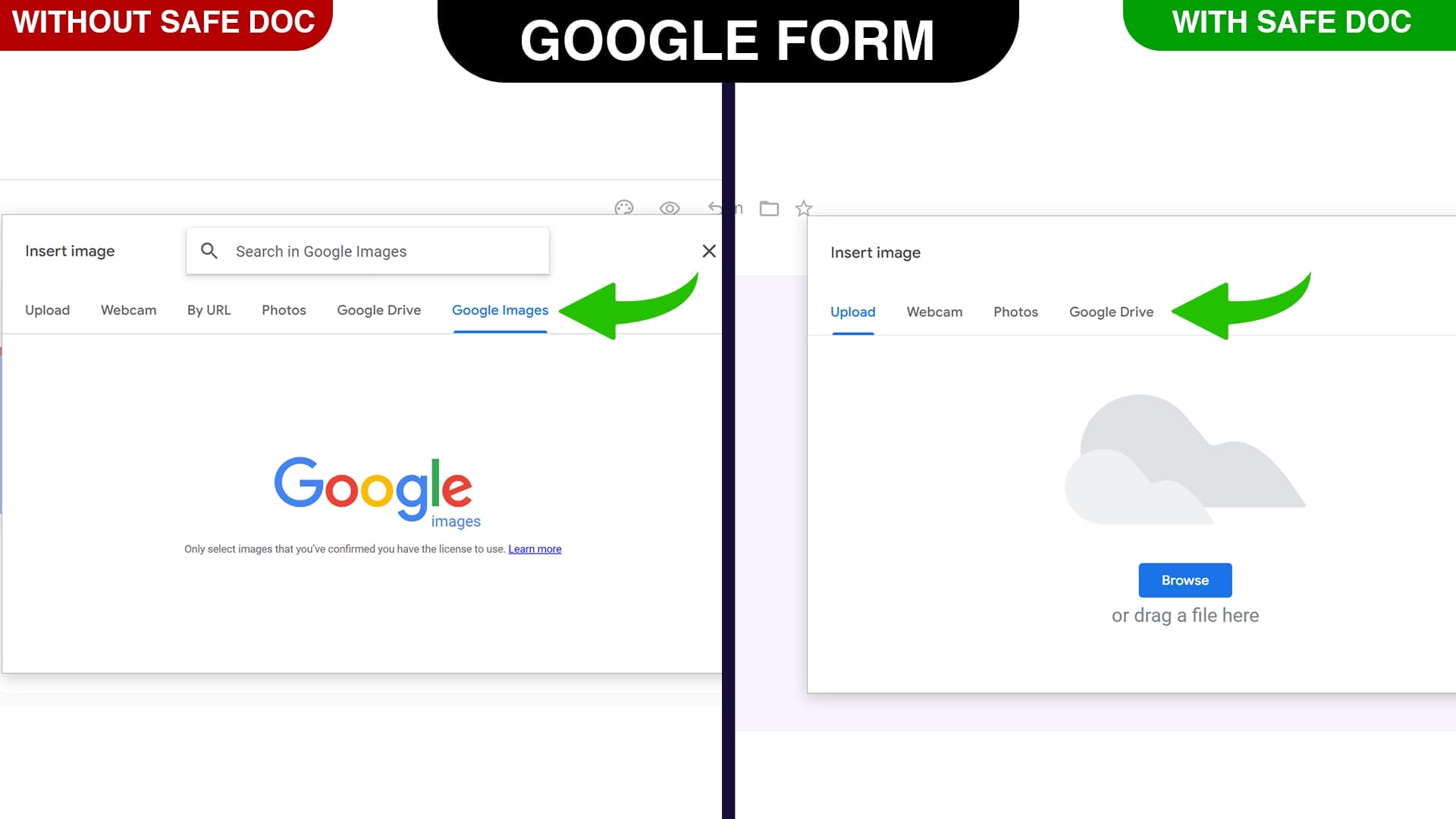 Block the Image searching in Google Forms