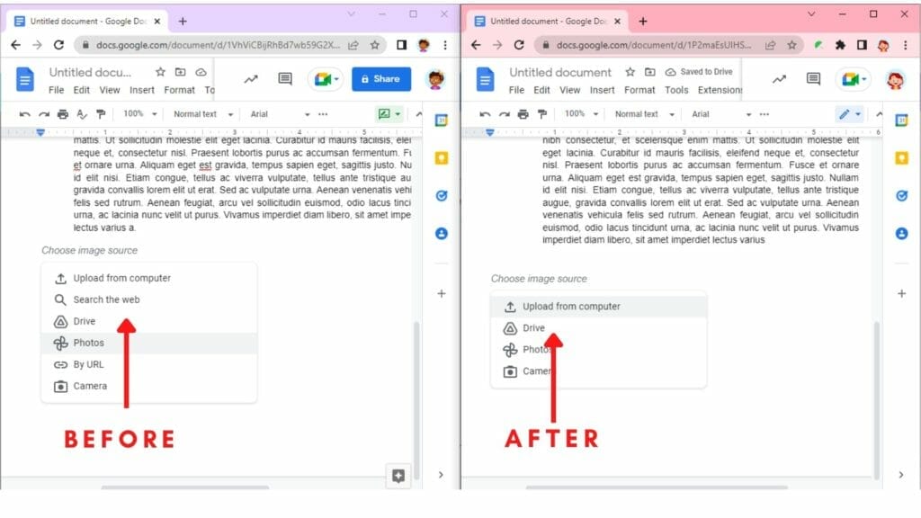 Block Image Searching in Google Docs Editors