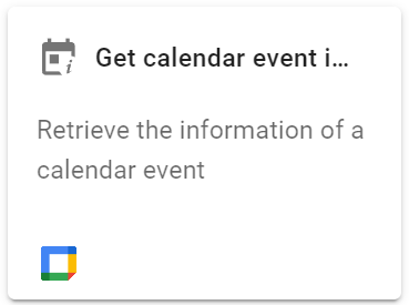 Get calendar event info action