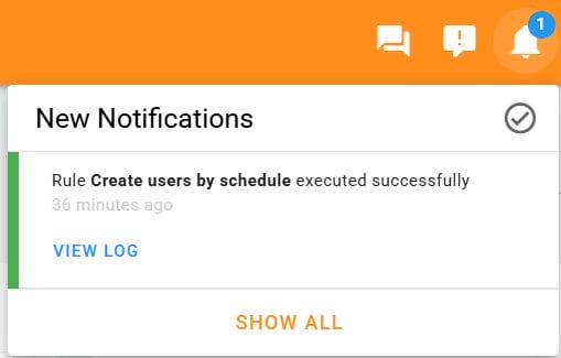 A notification will be triggered and sent upon the execution of the rule, informing users of the action taken.