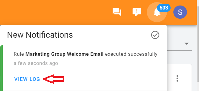 A notification will pop up in the top right-hand corner. Click on it, then choose View log to view the details