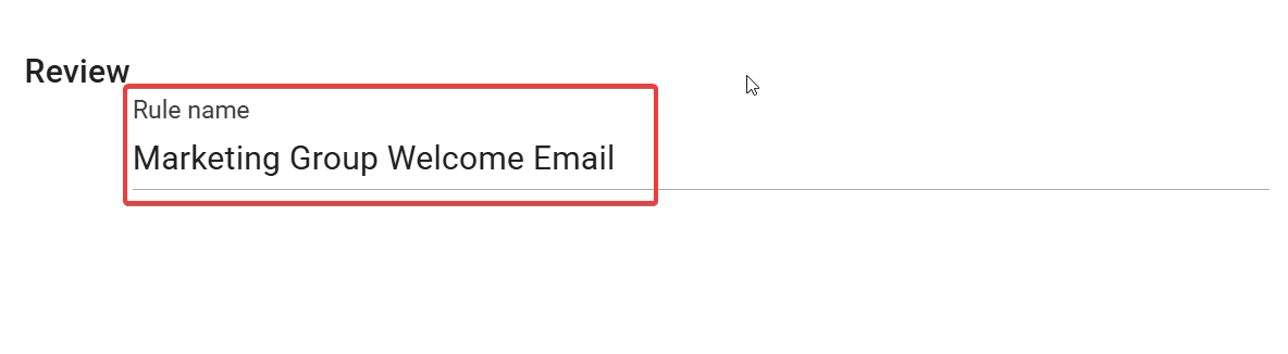 Configuring Rule name on Review screen