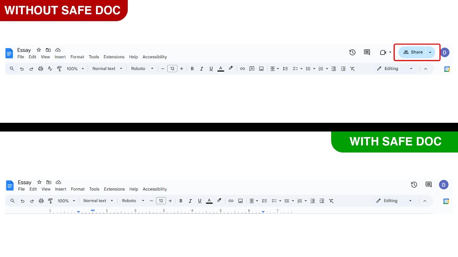 xFanatical Safe Doc removes Share dialog from Google Docs