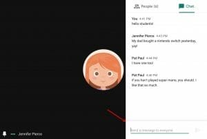 The Chat feature in Google Meet