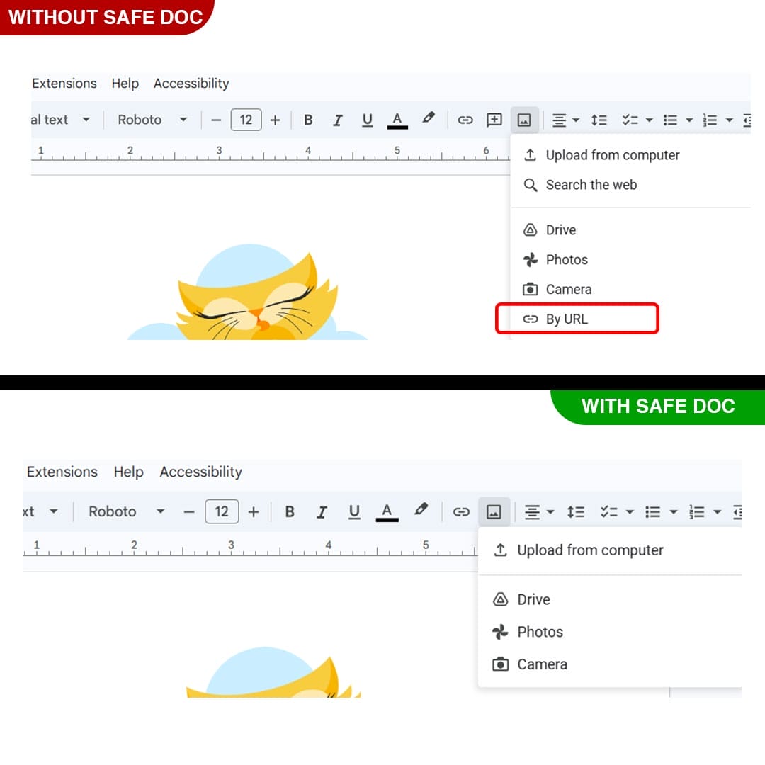 xFanatical Safe Doc removes the By URL  menu in Google Docs