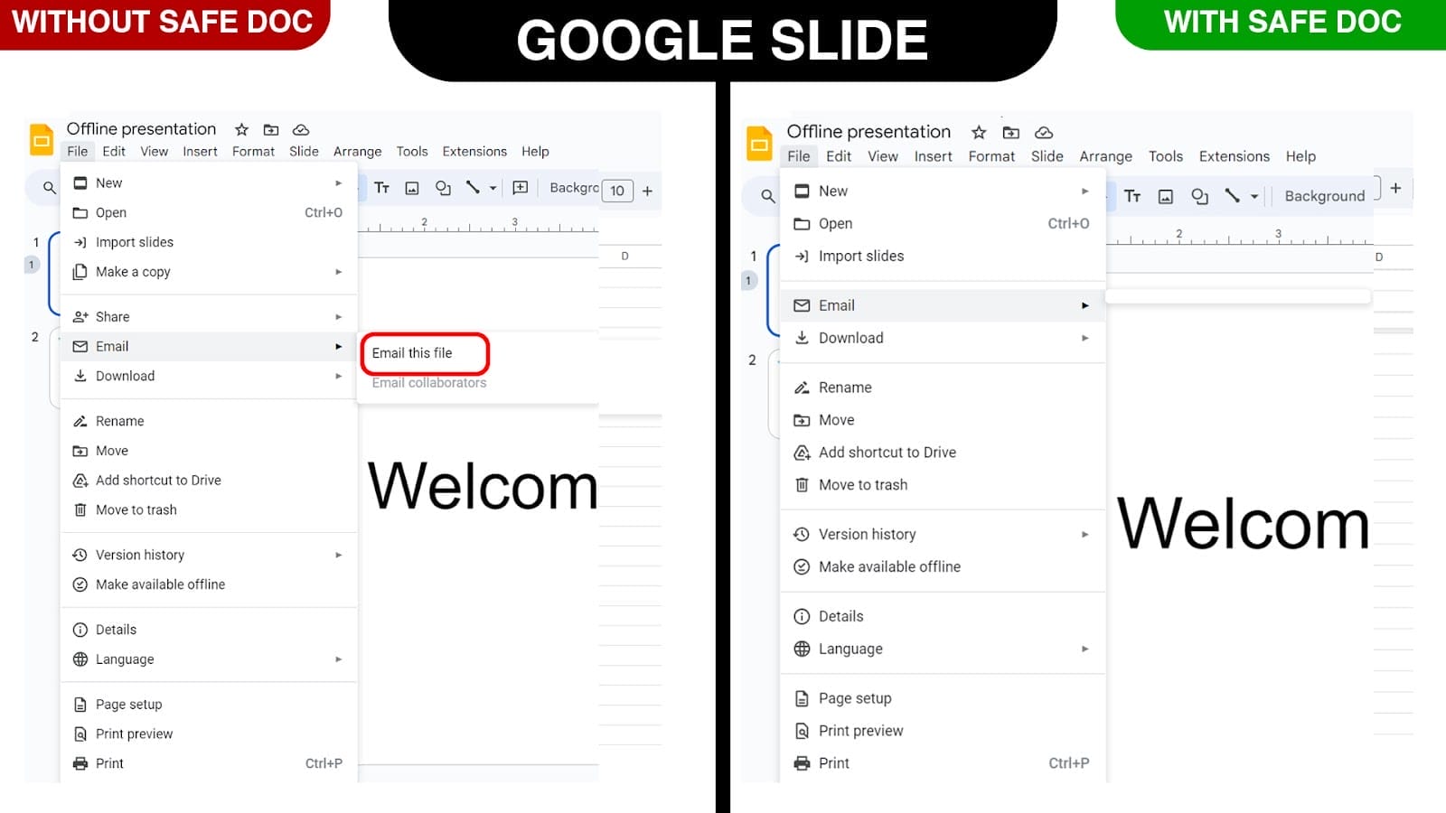 xFanatical Safe Doc removes the file menu  in Google Slides