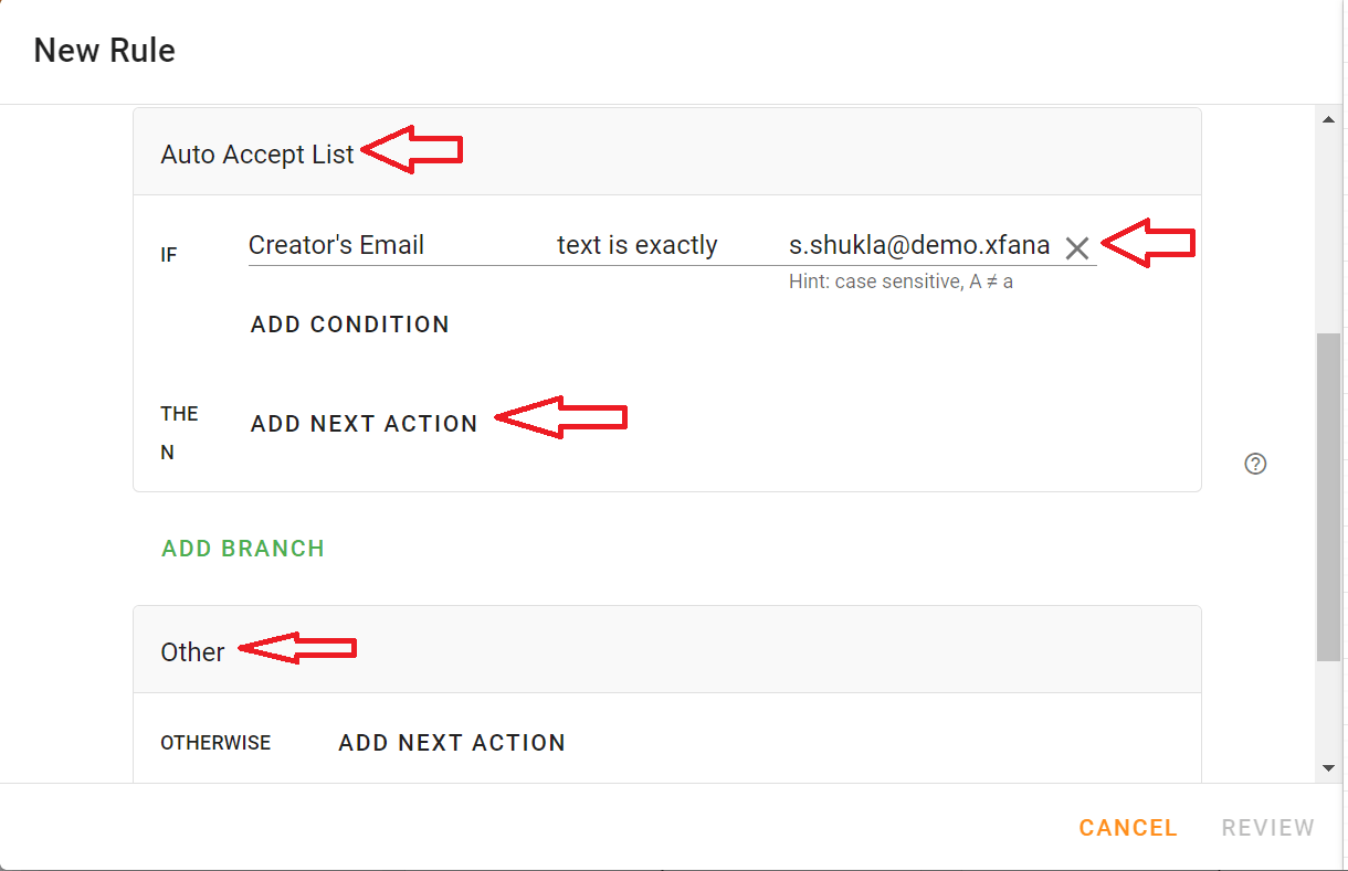 Rename Branch 1 to Auto Accept List.