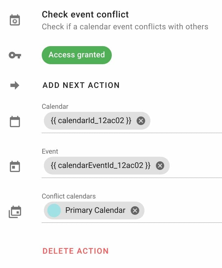 Check event conflict action configuration in Foresight