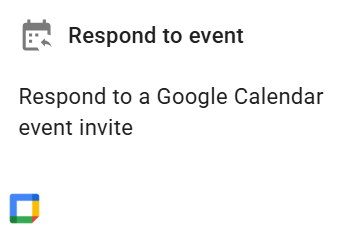 The respond to event actions for responding to a google calendar event invite in xFanatical Foresight