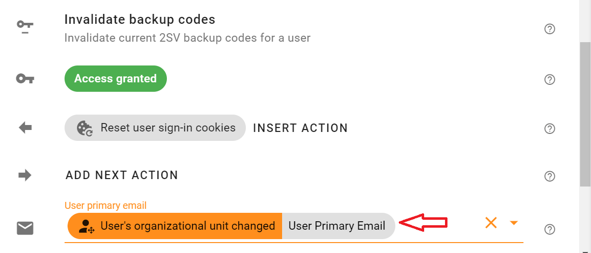 Fill the required field of Invalidate backup codes action edit screen