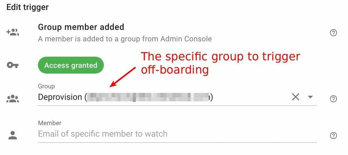 Group member added configuration for off-board