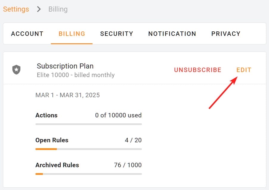 Edit xFanatical Foresight Subscription