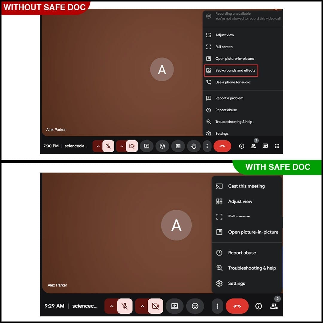 block Background and effects option