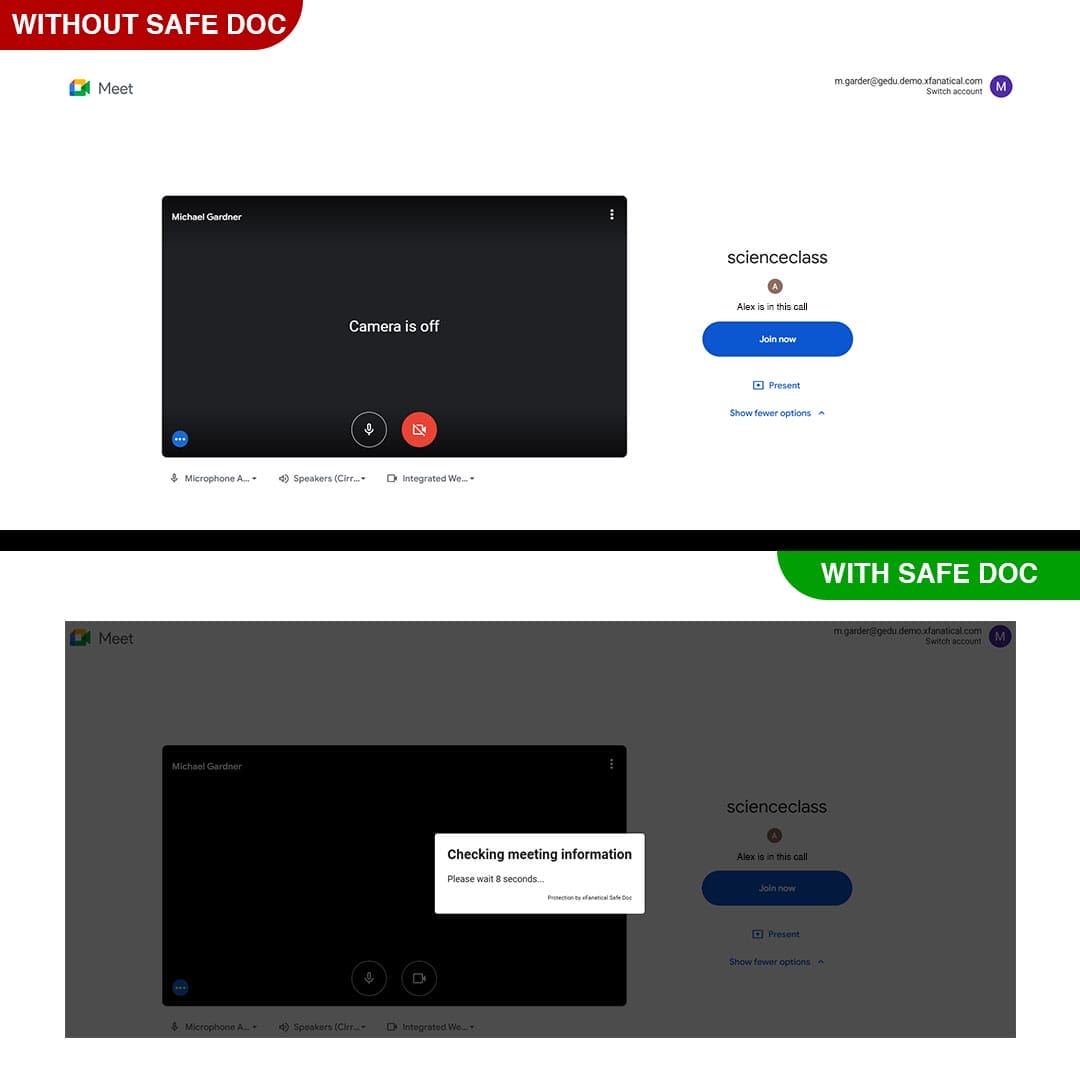 xFanatical Safe Doc keeps few seconds of waiting time in Google Meet