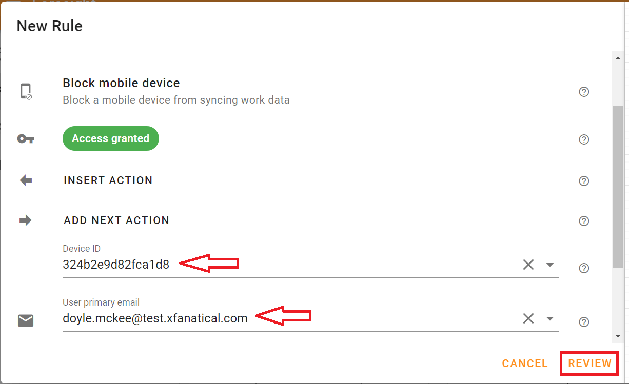 Select the Device ID from the Device ID field and enter the user's primary ID in the User Primary ID field.