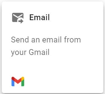 In the Select an action screen, click the Email action
