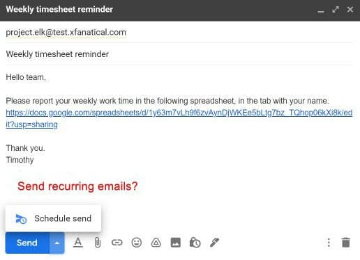 Gmail lacks sending recurring email option