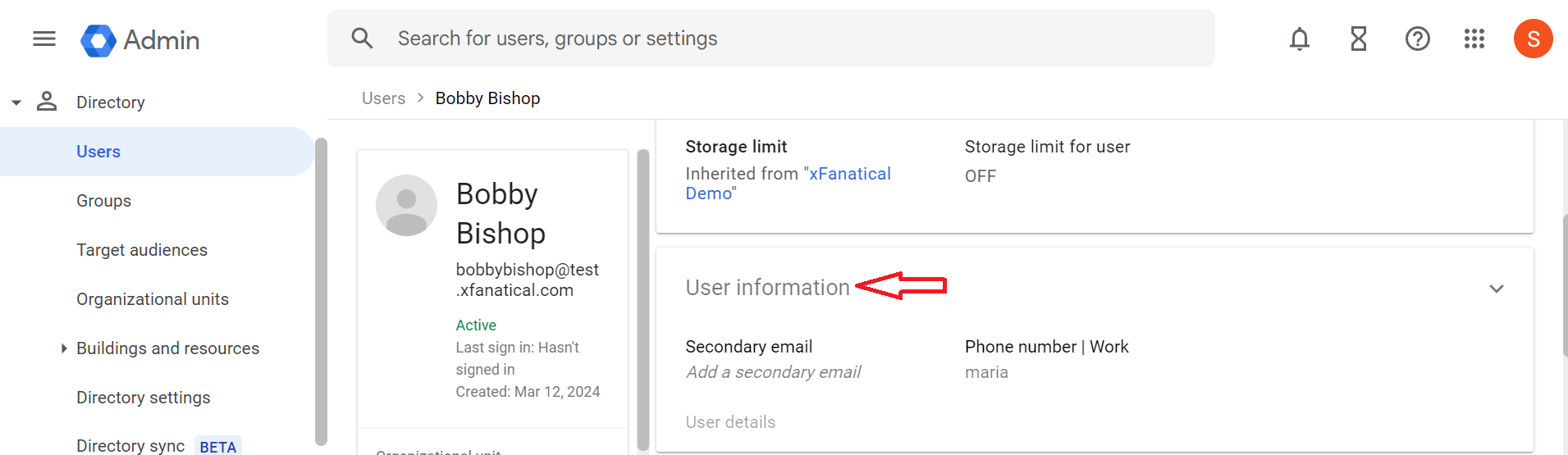 select User information