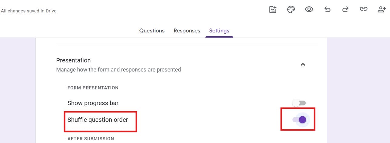 Shuffle answer choices