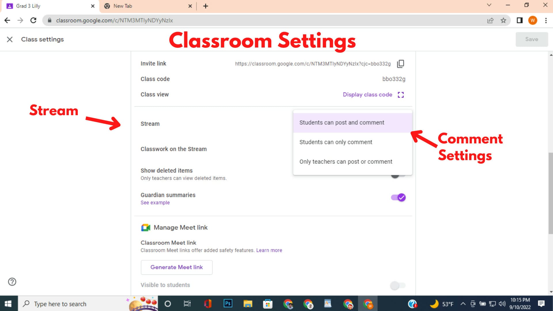 Private Comments in Google Workspace For Education - Commenting permissions settings
