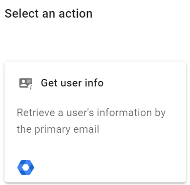 Select Get user info action
