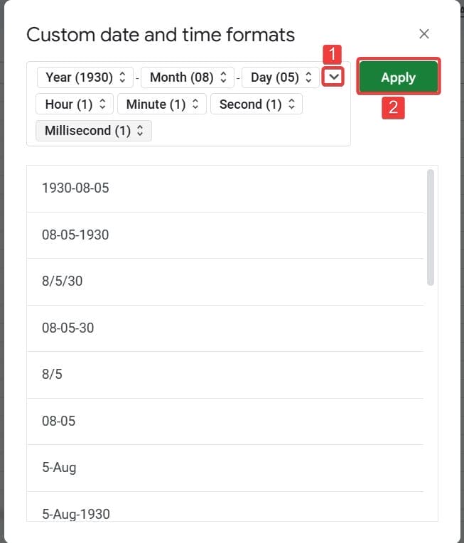 Apply the DateTime format