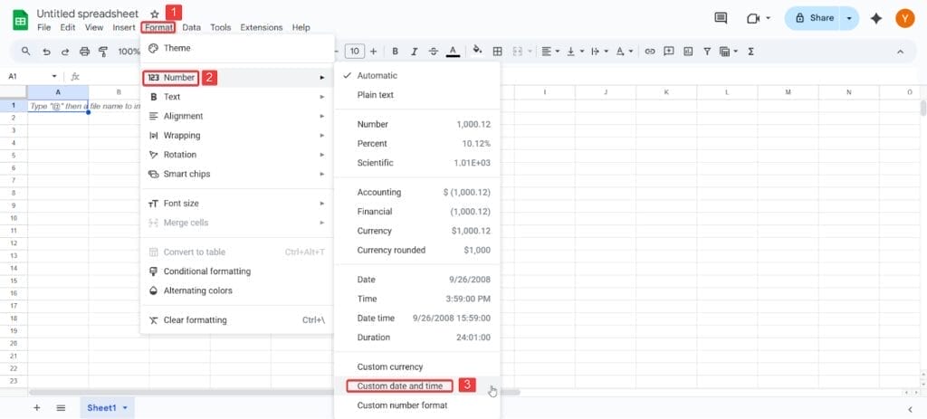 Click on the Format option