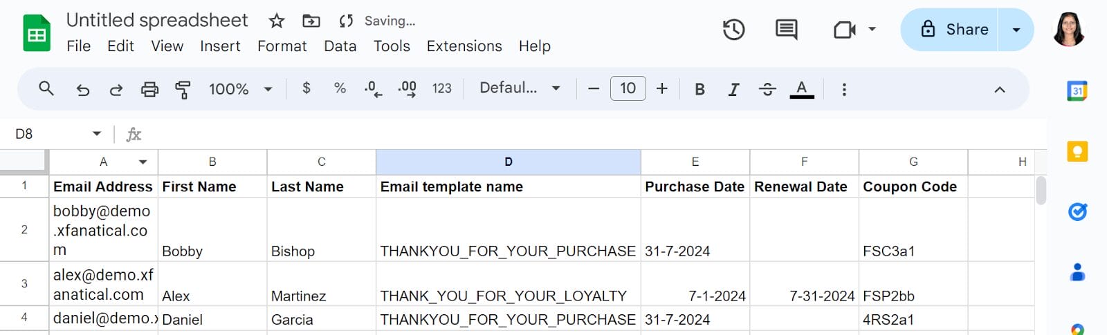 Create a Google Sheet with multiple templates