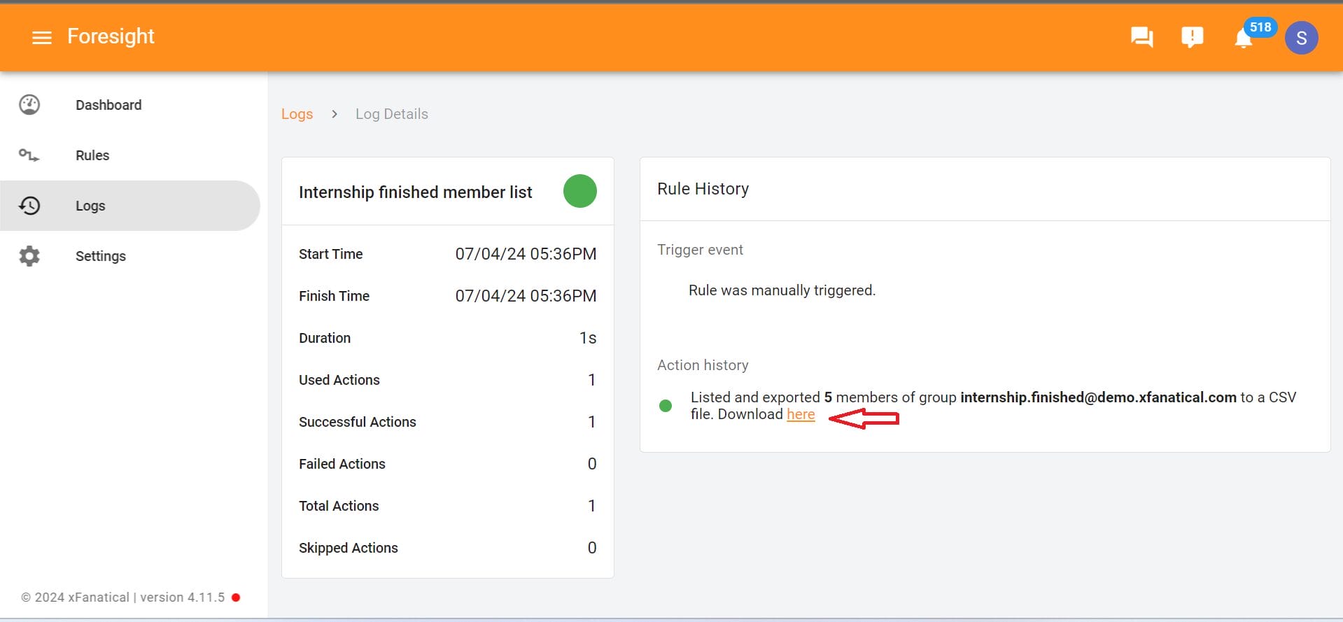 exporting 5 members of the group to the CSV file