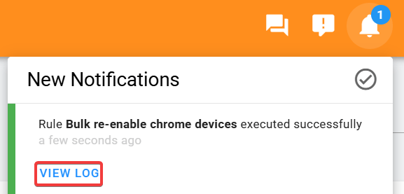 Notification of bulk re-enable chrome devices