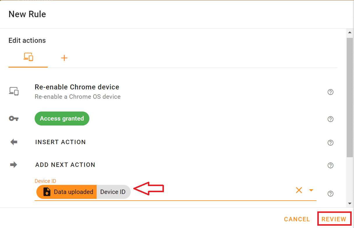 Select the ID in the Device ID field and click the Review button