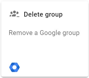 On the Select an action screen, click the Delete group action