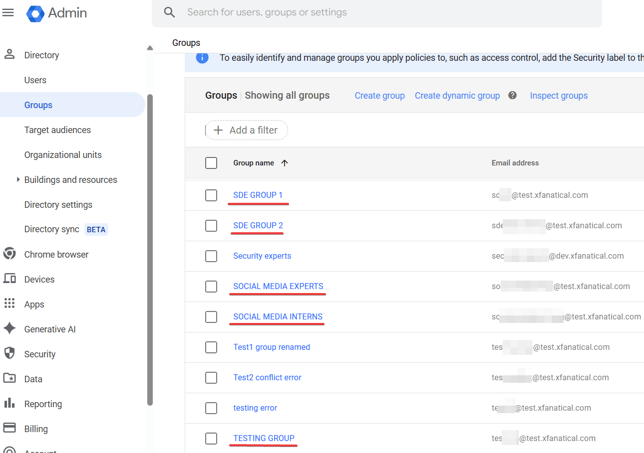 Google admin console google groups list after groups renamed