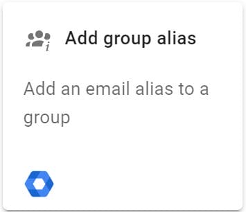 On the Select an action screen, click Add group alias action