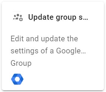 On the Select an action screen, click the Update group settings action