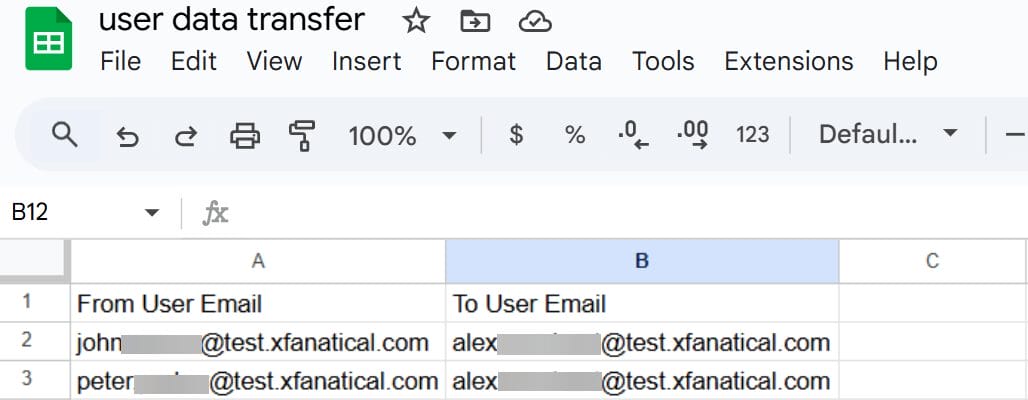 Create CSV file for data transfer between users.