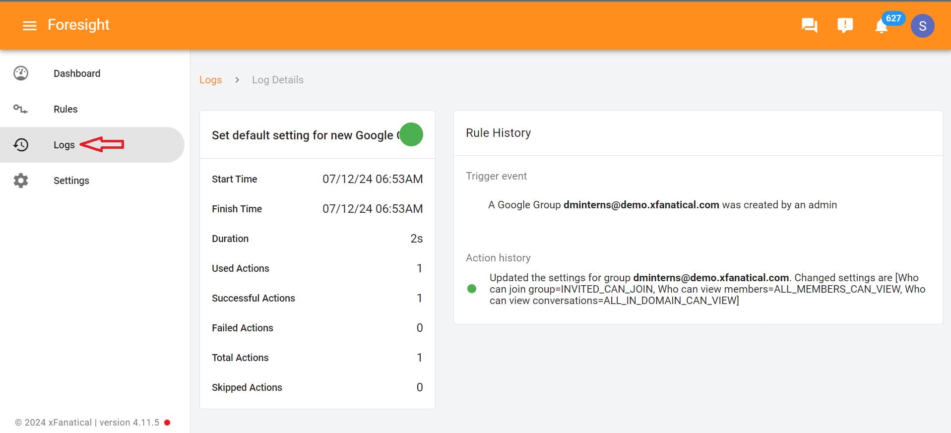 Access log file