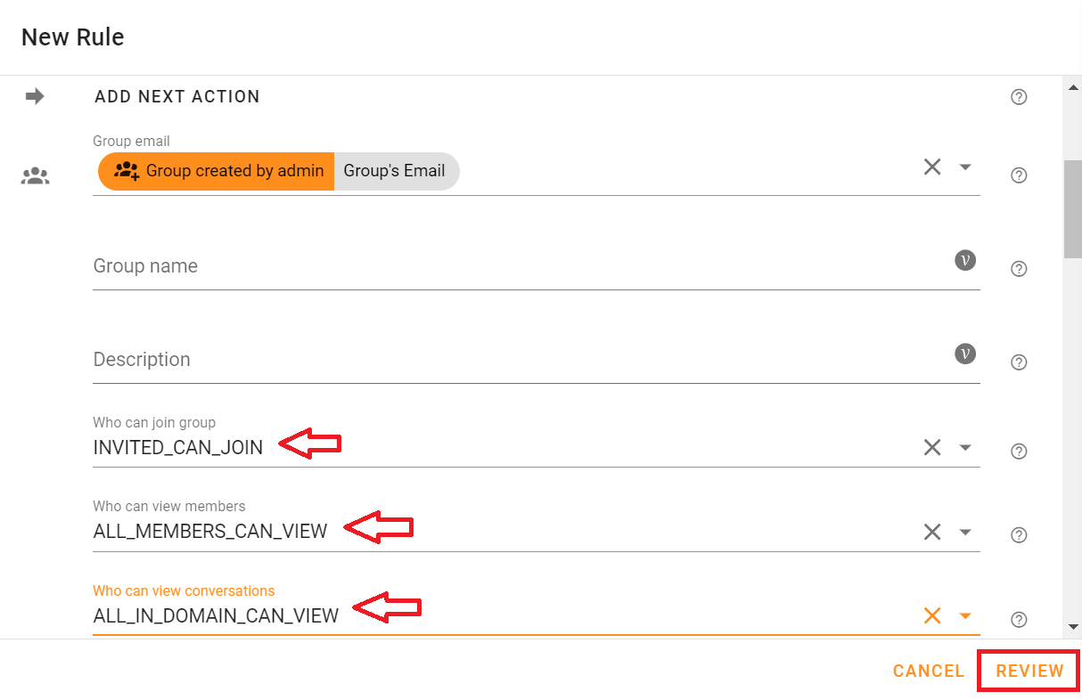 Next, choose the values for these fields that best suit your needs