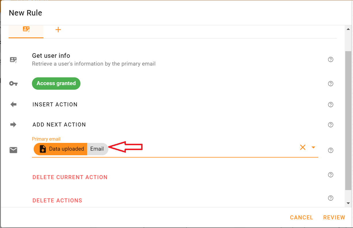 Select the Email in the Primary email field