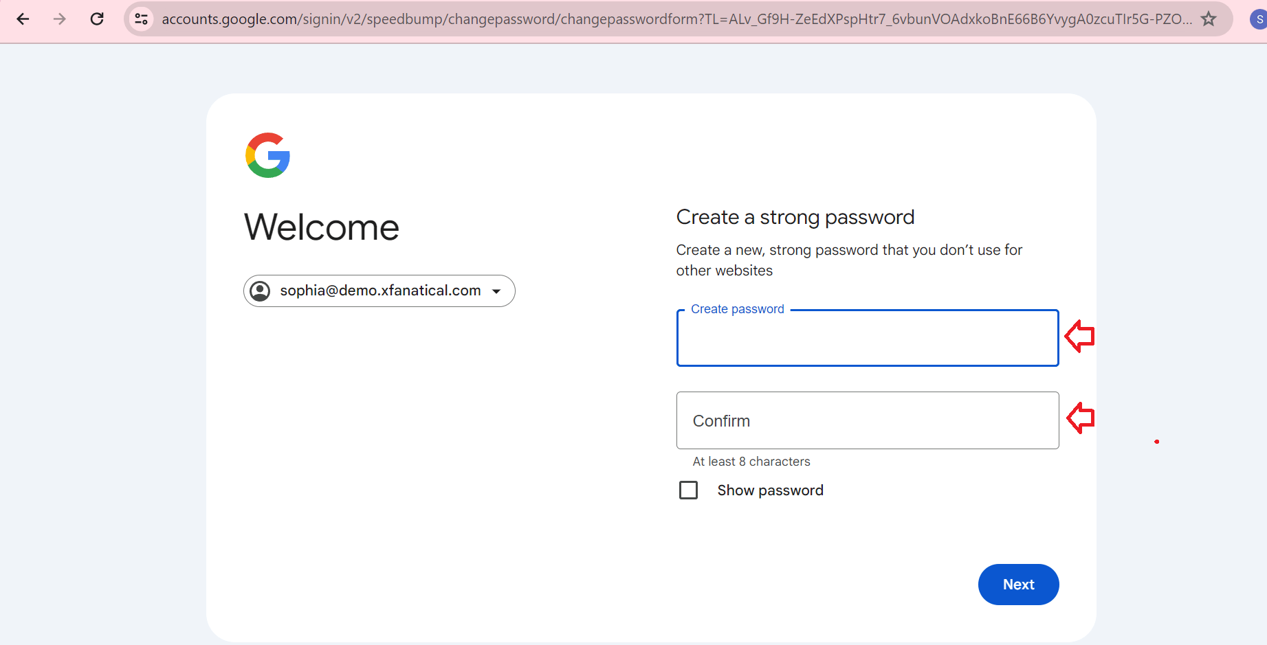 You will observe that the user is prompted to reset the password after logging in