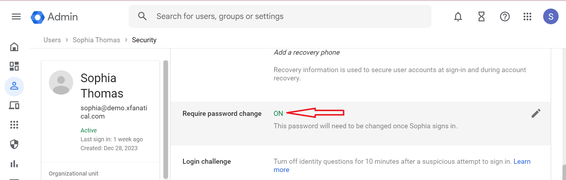 You'll notice the Required password change option