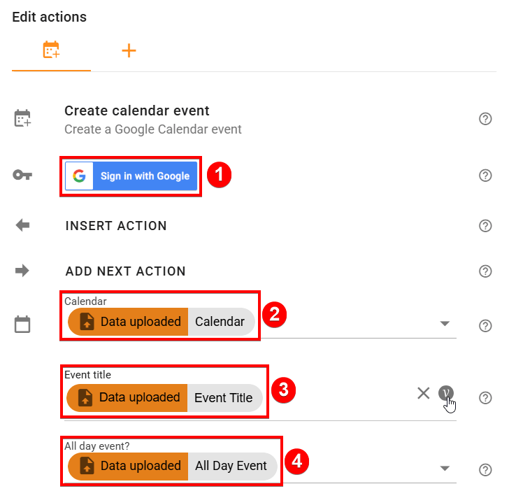Create calendar event edit actions screen to configure all calendar events information in xFanatical Foresight