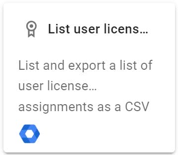 On the Select an action screen, click the List user license assignments action